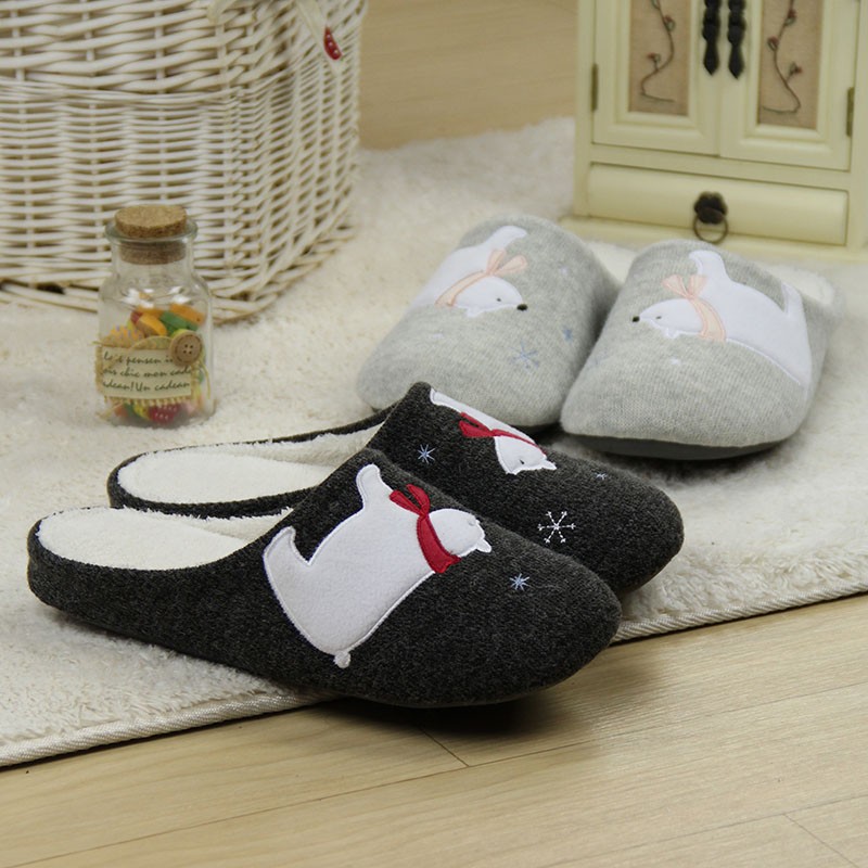 ベア刺繍 可愛い 履き心地 スリッパ-1