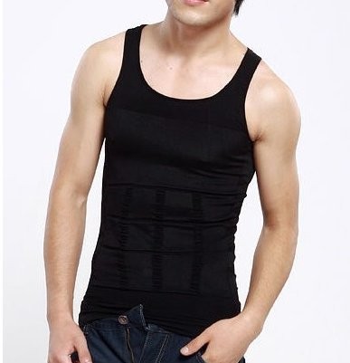 全米TV通販で大話題!Slim N Lift Men メンズ補正下着!タンクトップ シャツ Tシャツ 2カラー ブラック 黒 ホワイト 白 ダイエット 下着 メンズ インナー-1