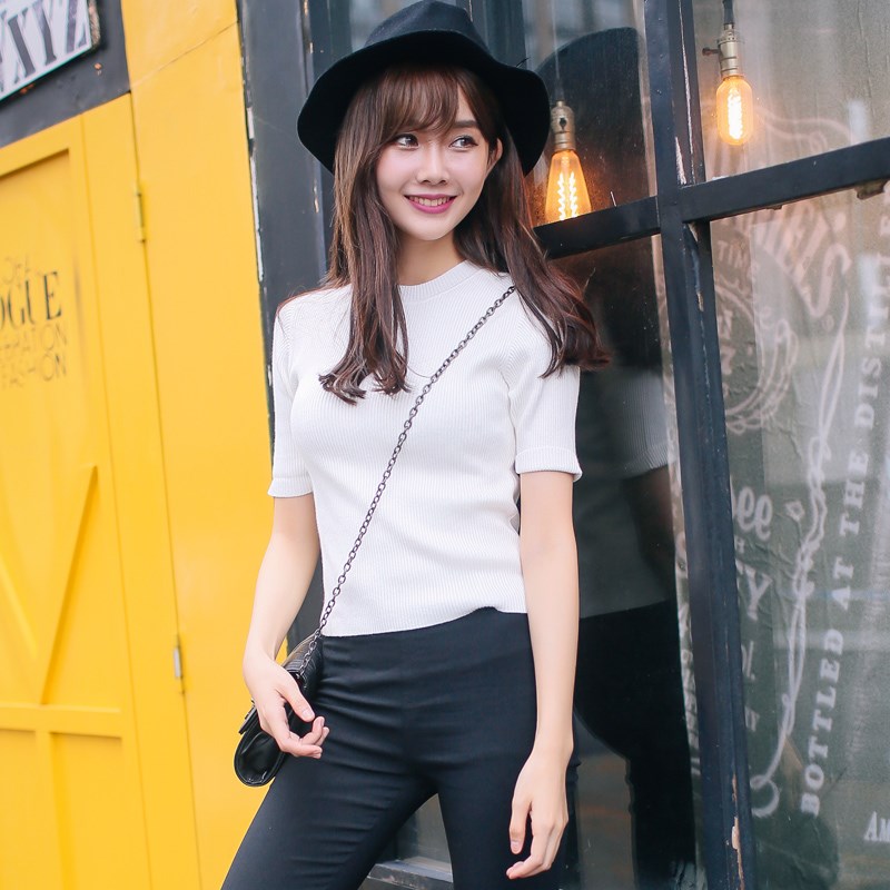 アパレルファッションレディースシンプル可愛い半袖Tシャツ-1