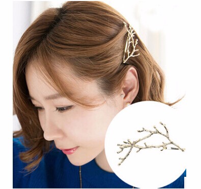 ヘアピン ゴールド/枝のモチーフ 「ヘアアクセサリー 髪飾り 簡単ヘアアレンジ」-1