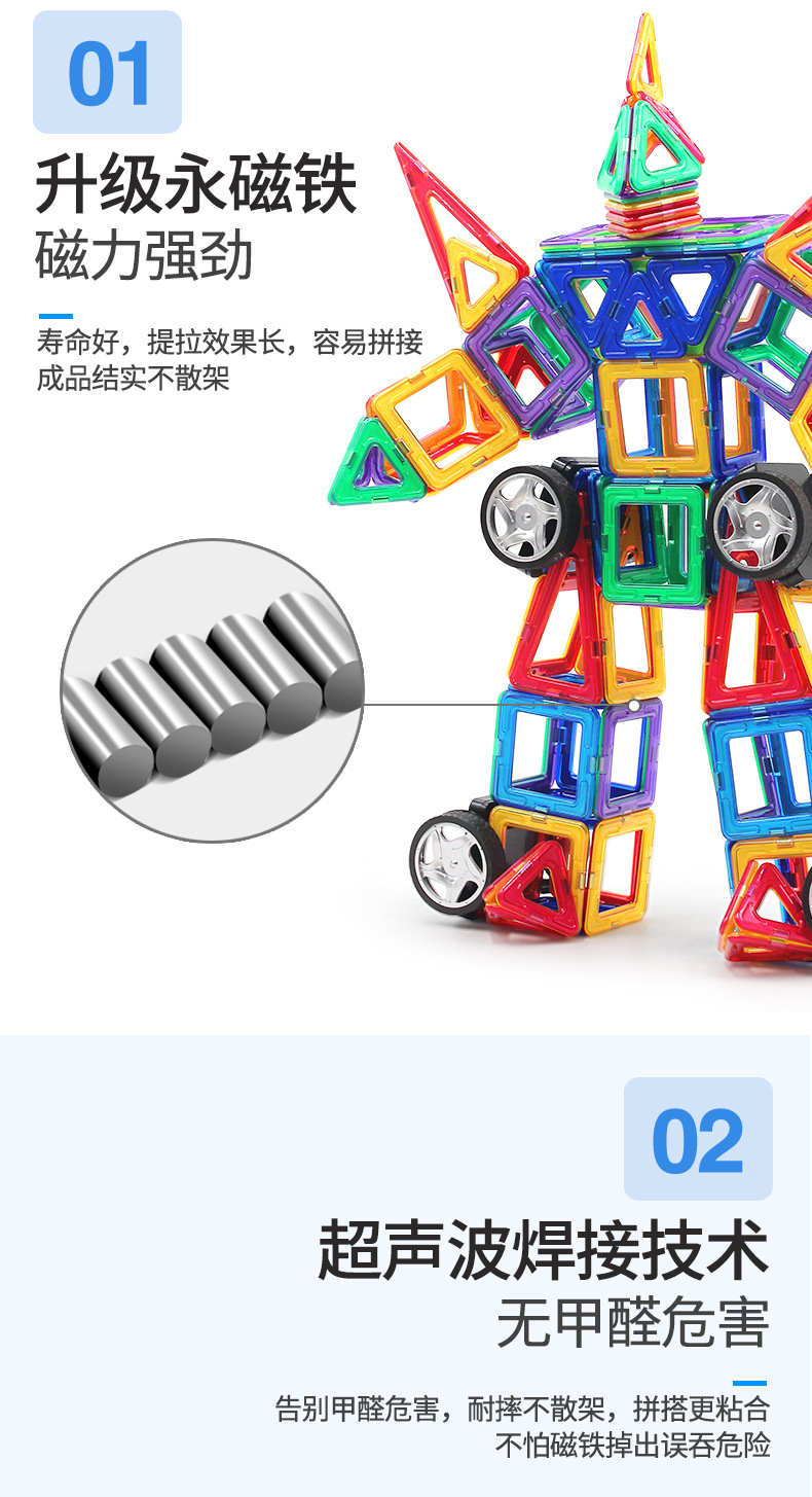 磁力片儿童益智玩具磁铁积木吸铁石拼装3-6-8岁宝宝男孩磁性