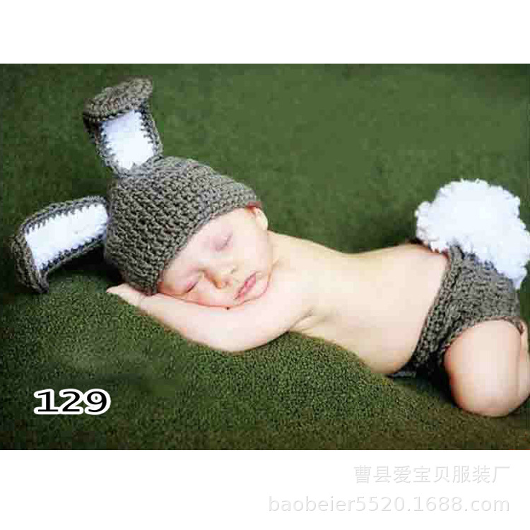 129-(12元，帽子，裤头，1-6个月宝宝，90克，腈纶)