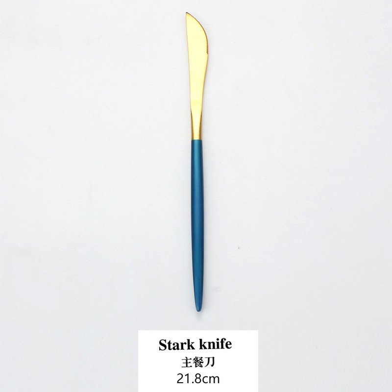 青い柄の金色のタイプ--ナイフ