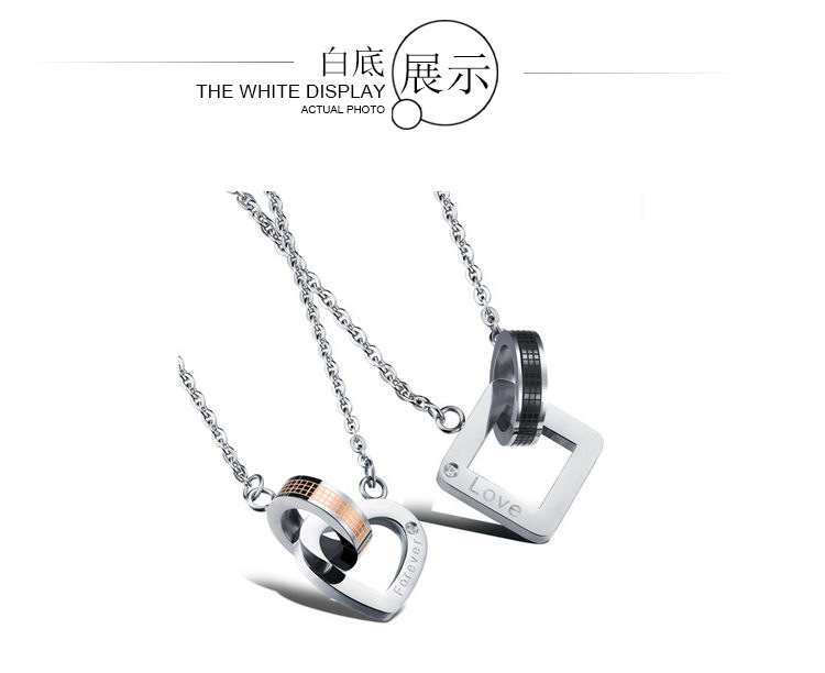 ファッション 韓風 チタン鋼ペンダント ネックレス 正方形ハートネックレス｜「Cmall」