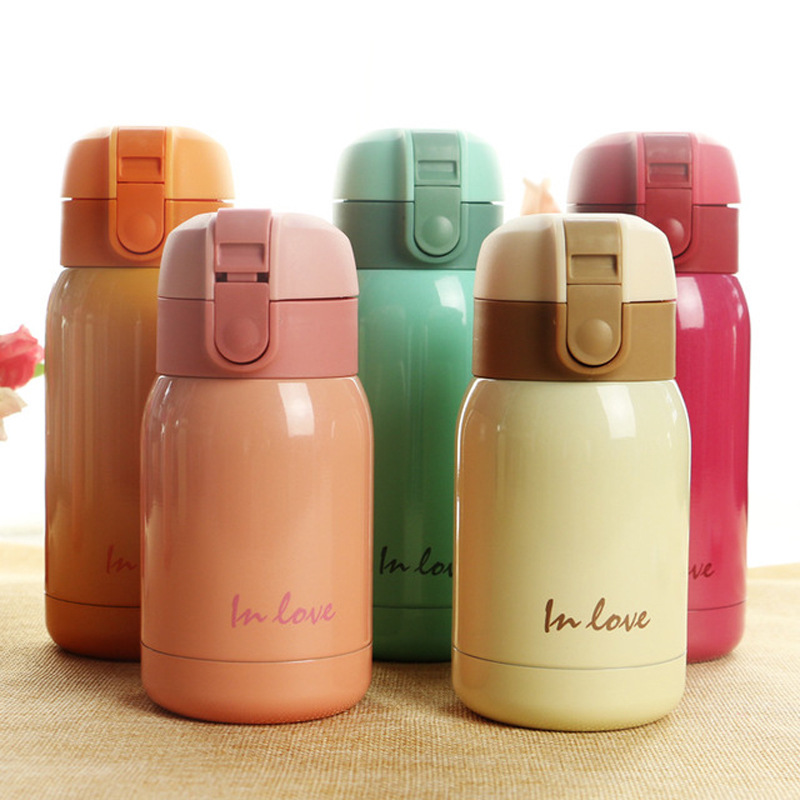 ステンレスボトル 保温 保冷水筒 スポーツ アウトドア 可愛い便利 ワンタッチ直飲み Cmall