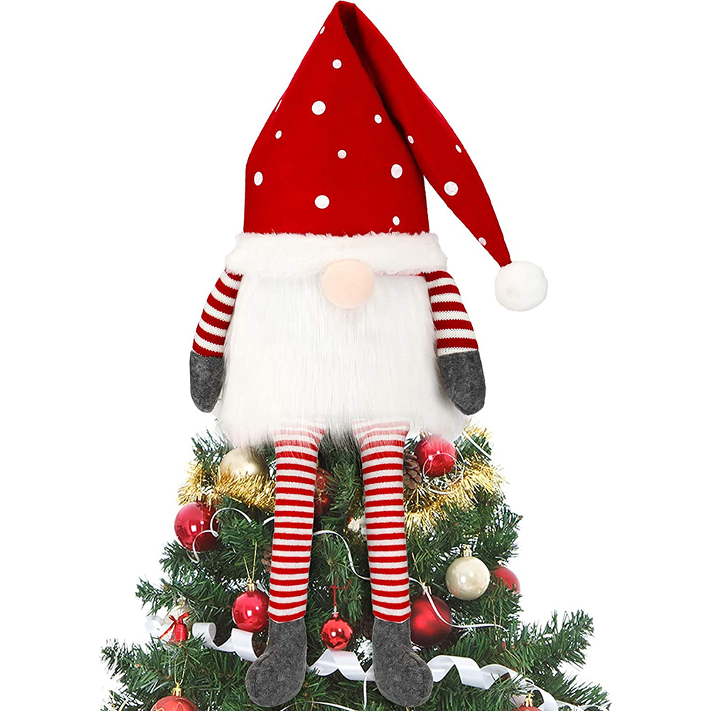 Plush Scandinavian Santa Gnome Christmas Tree Topper For Christmas Tree Ornaments Holiday Party