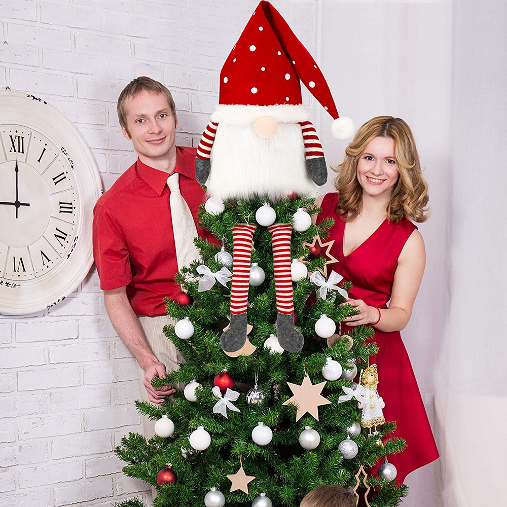 Plush Scandinavian Santa Gnome Christmas Tree Topper For Christmas Tree Ornaments Holiday Party