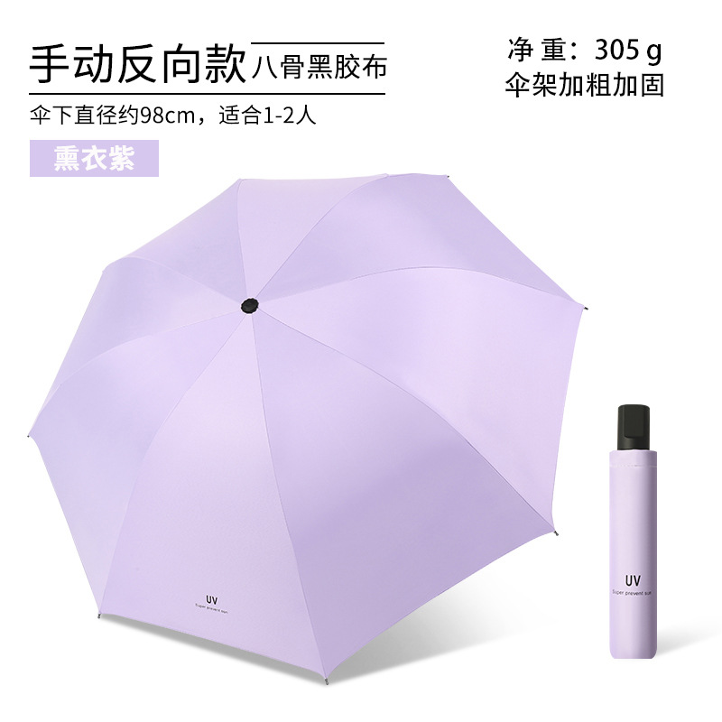 紫-8骨黒ゴム手動晴雨傘