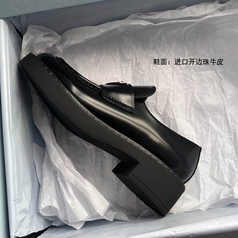 智贝主图_4【顶版】三角标乐福鞋女真皮厚底英伦风单鞋复古黑