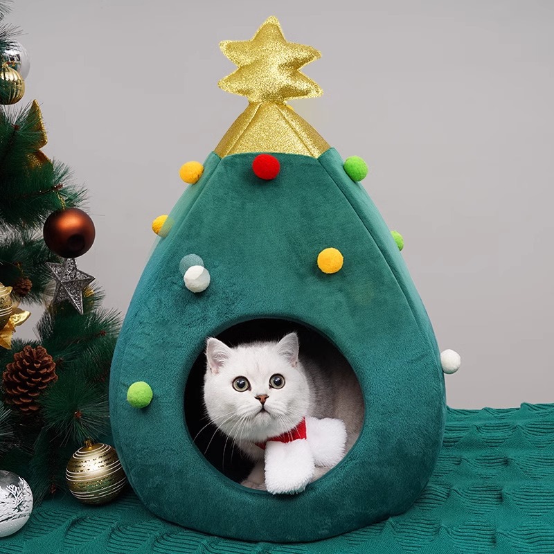 クリスマスツリー猫小屋金粉タイプ