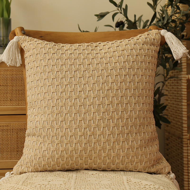 編み込み枕-カーキ