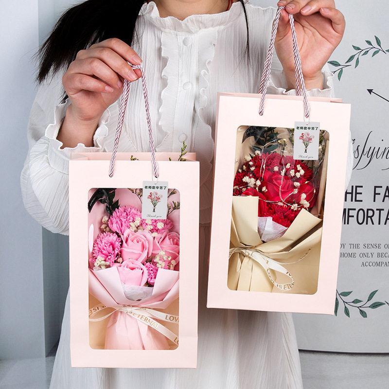 粉卡盒7朵母亲节花束 组3-2