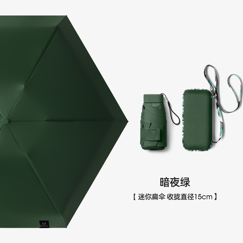 暗夜の緑のパスケース6つ折り傘