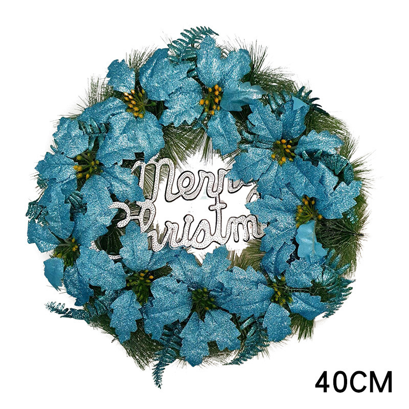 40 cmの青い花輪（ランプは別途撮ります。）
