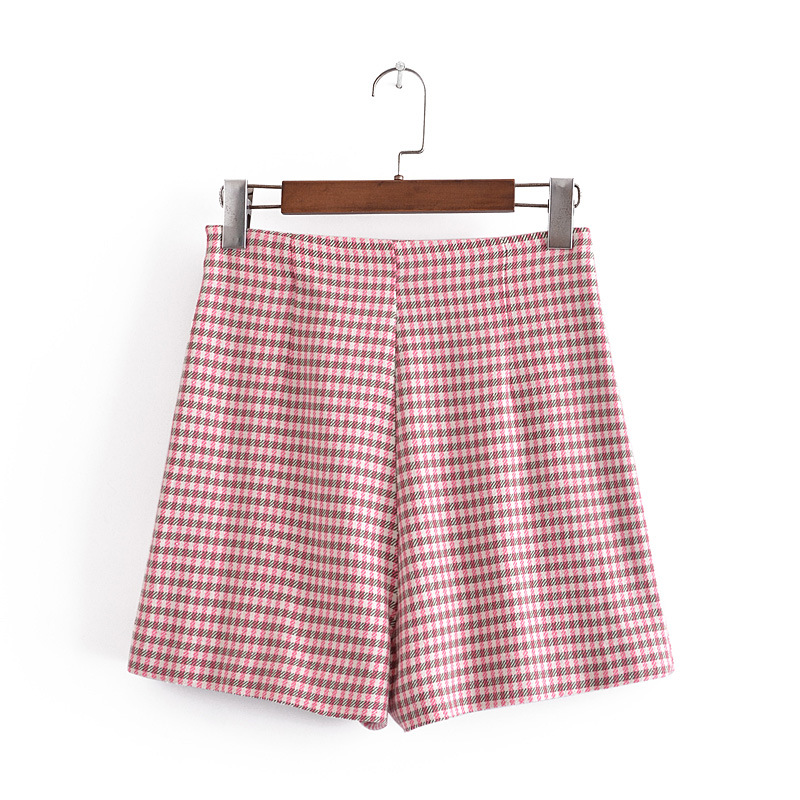 5087ピンクの格子のスカート