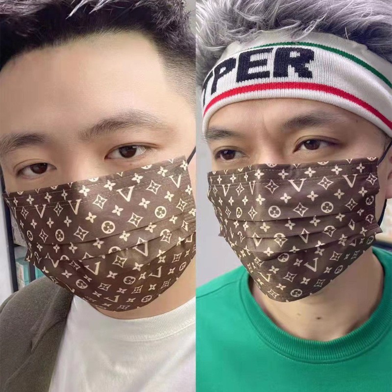 V型咖灰色口罩主图3