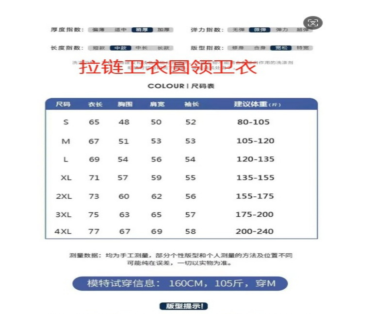 拉链尺寸