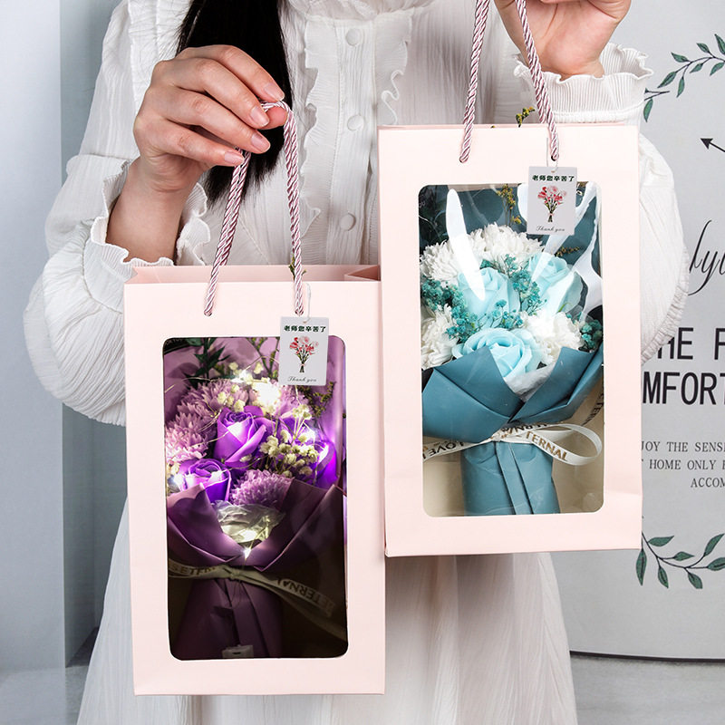 粉卡盒7朵母亲节花束 组4-2