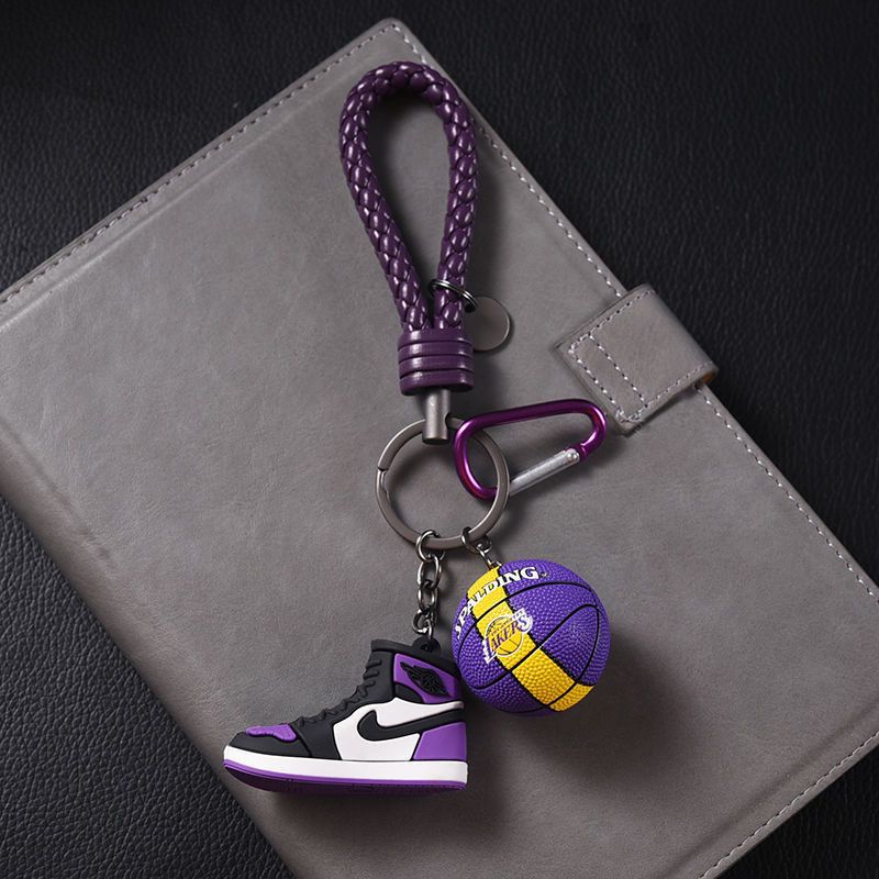 レイカーズバスケットボール + aj紫 + 紫縄 + 登山ボタン