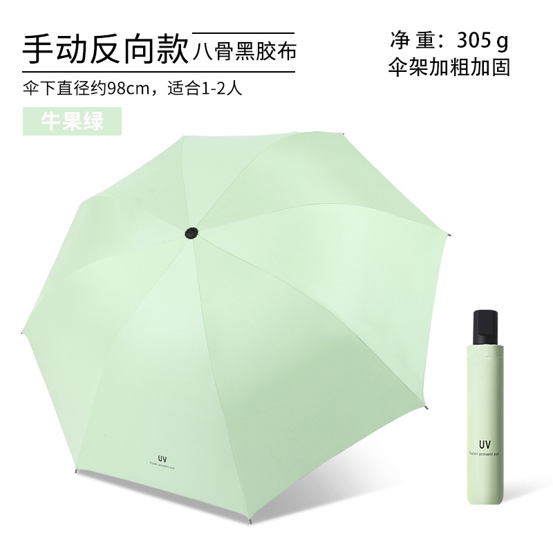 浅草緑-8骨黒ゴム手動晴雨傘