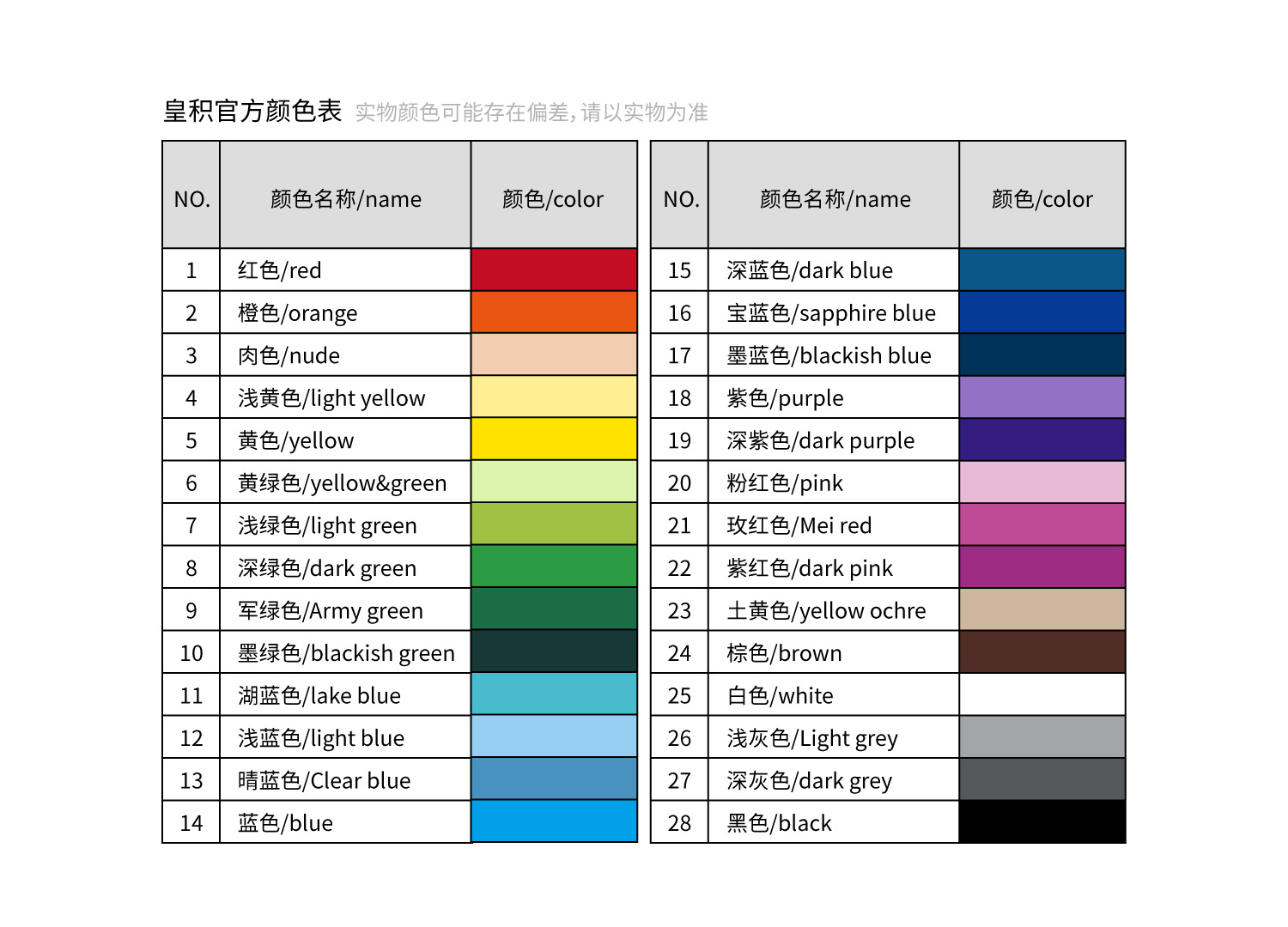 皇积积木颜色表