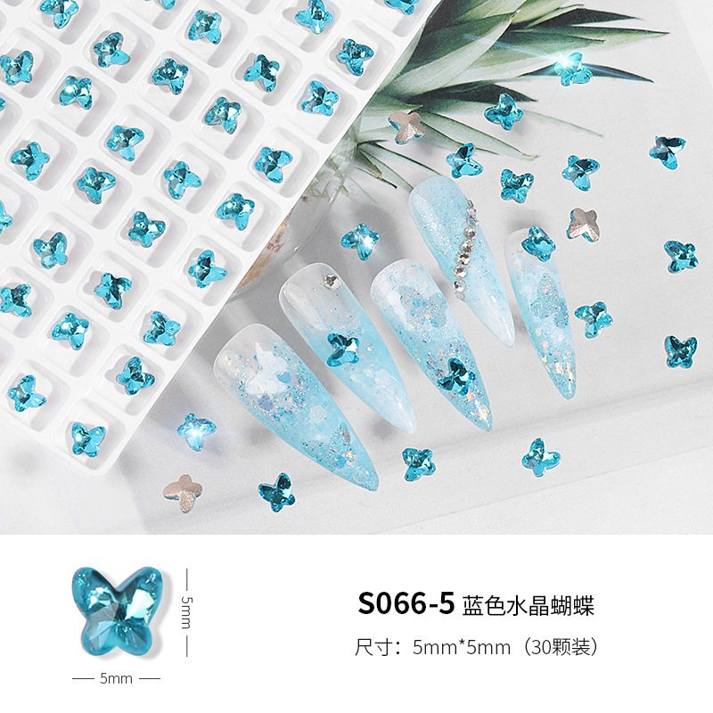 30颗装蓝色水晶蝴蝶S066-5