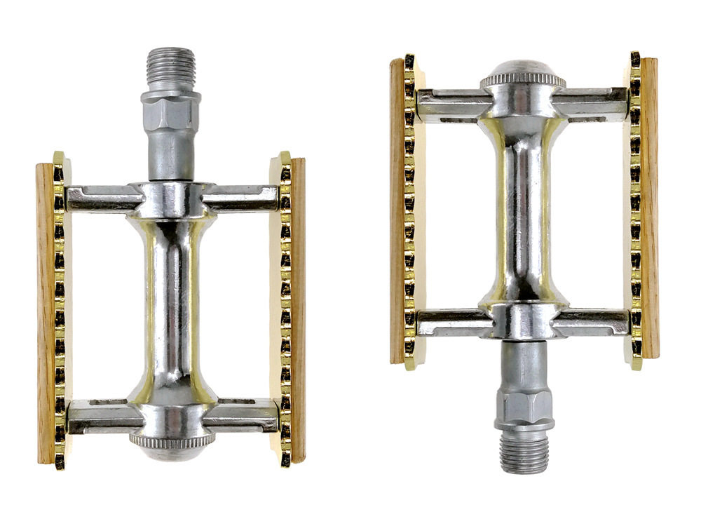 复古死飞自行车轴承脚踏折叠车培林脚蹬木头踏脚板玫瑰金古典踏脚