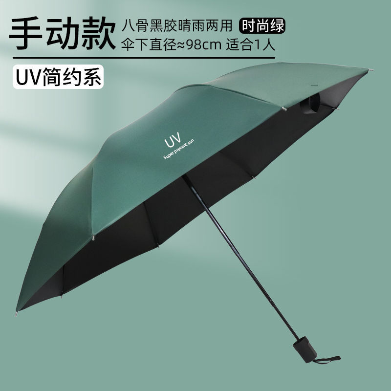 【手動黒ゴムタイプ】8骨UV補強タイプ-墨緑