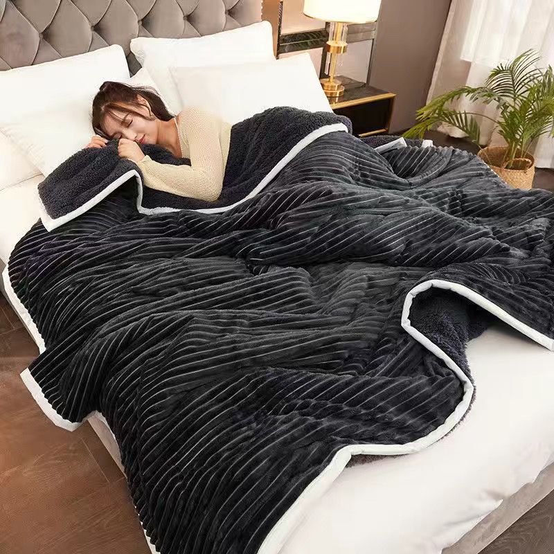 魔法の絨毯+ラムの綿毛-深空灰-100*150 cm【3層の昼寝用毛布を厚くする】