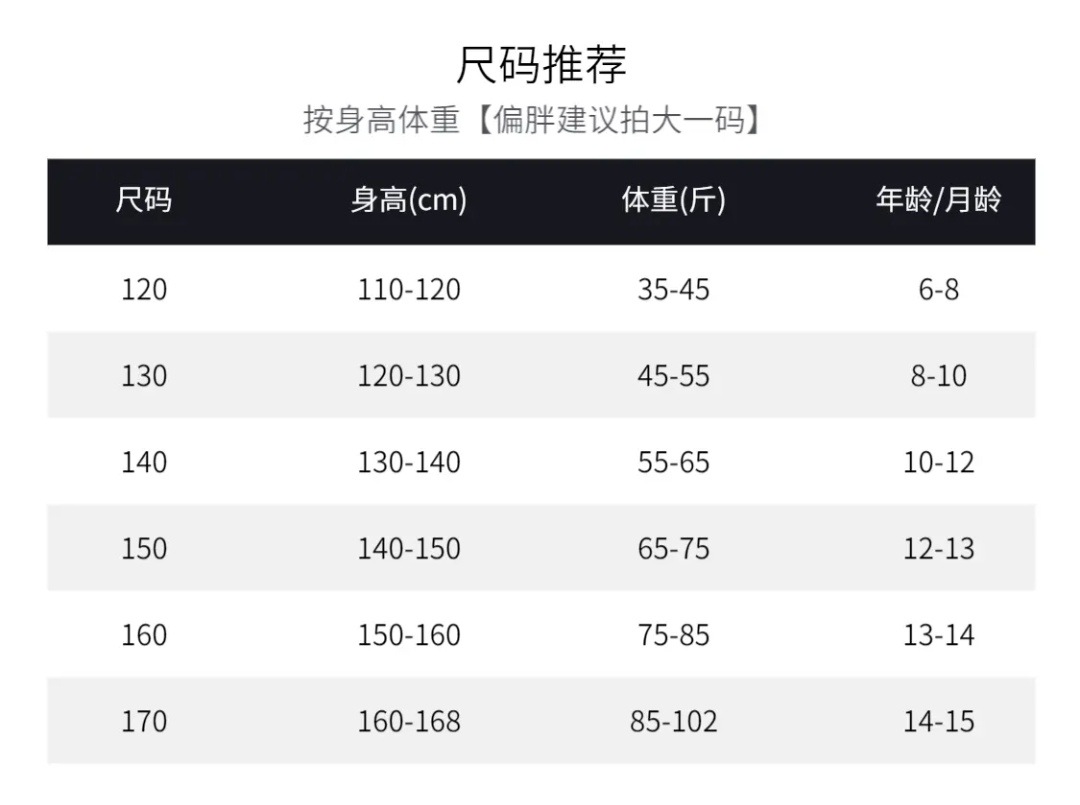 尺码表