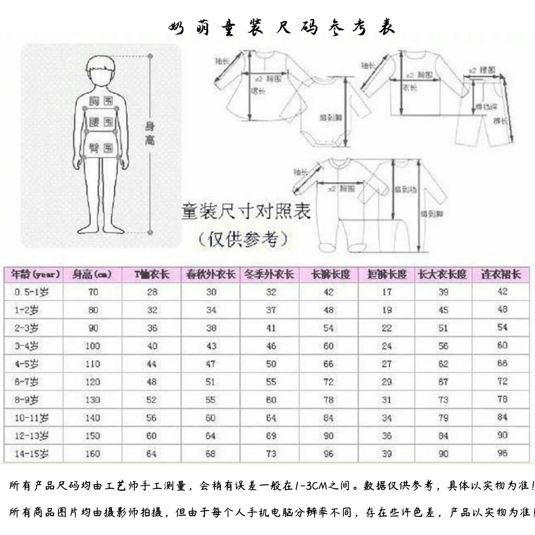 奶萌尺码参数表