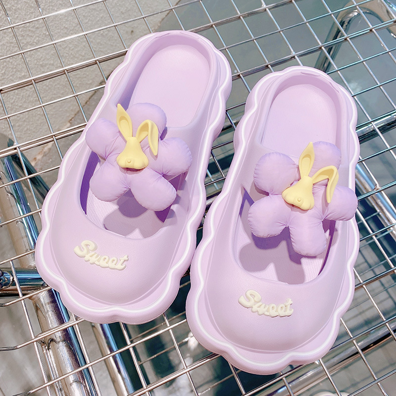 1.紫の耳折れウサギのレースクッキーロリータ靴