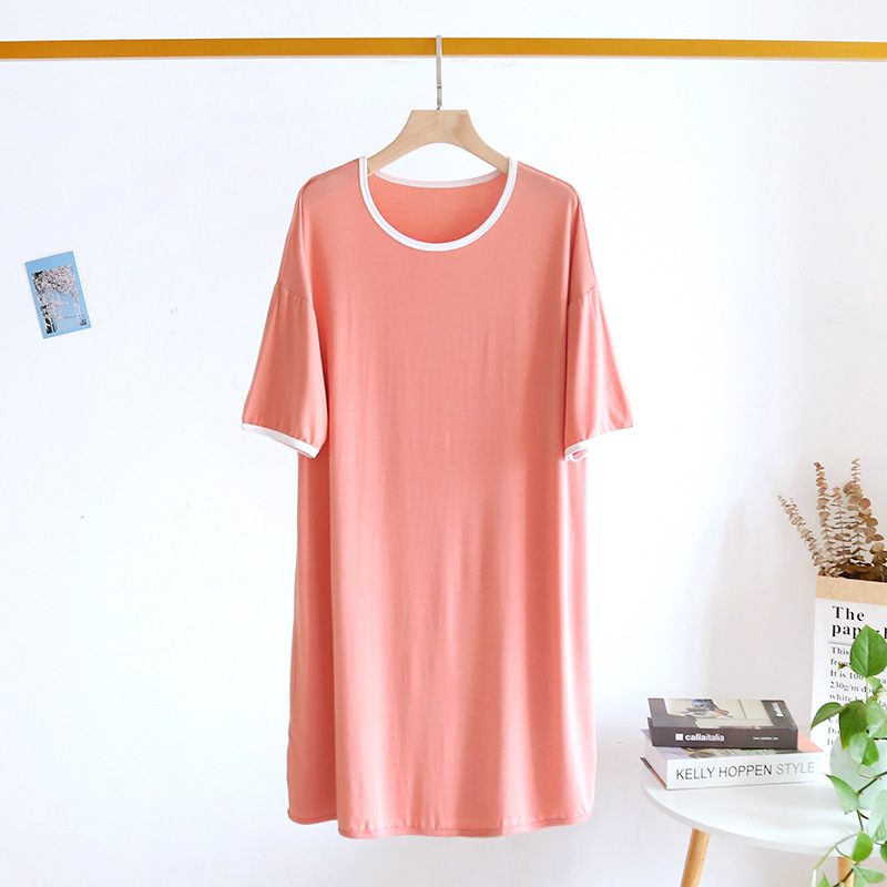 LZQオレンジピンク-モダールホワイトサイドトップスカート
